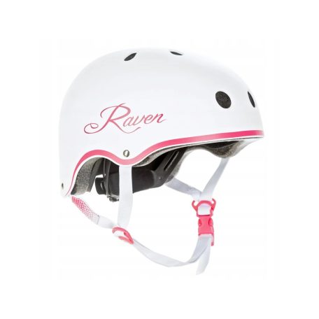 Raven Essto White/Pink bukósisak görkorcsolyához, rollerhez